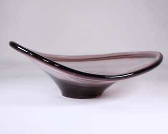 Vintage Snits amethyst art glass bowl Lotta Pettersson for IKEA, Unsigned Scandinavian purple Art Glass fruit bowl