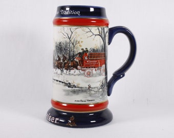 Vintage Budweiser Christmas Stein AS-IS, An American Tradition, 1990s Collectors series