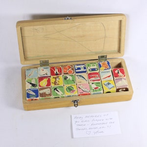 1960s mcm retro Picture Cubes AS IS, WB 260 made in China, alphabet blocks animals items spelling words reading teaching aid image 4