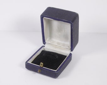 Antieke blauwe leren ringendoos, verlovingsringdoos voor mannen, grote ring trouwringdoos, iets ouds iets blauws sieradendoosje