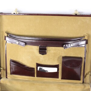 Vintage Pointer chestnut brown Patent Leather briefcase, luxury men's work laptop storage case, business briefcase image 7
