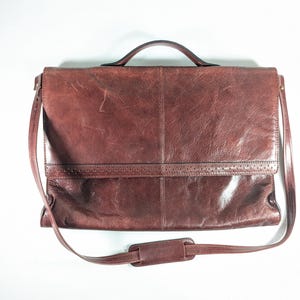 Porte-documents en cuir italien des années 1970 par Renwick Canada, sac pour ordinateur portable en cuir marron châtaigne, pochette en cuir pour ordinateur portable, sac messager