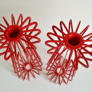 1990s Ikea Tradig Red Metal Wire Candlestick Holders Ehlen Johansson Scandinavian Design Pair image 3