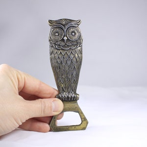 Vintage Owl bottle opener made in Italy, cast metal barware image 8