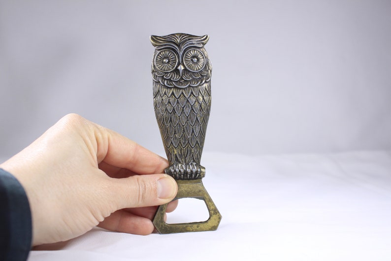Vintage Owl bottle opener made in Italy, cast metal barware image 8