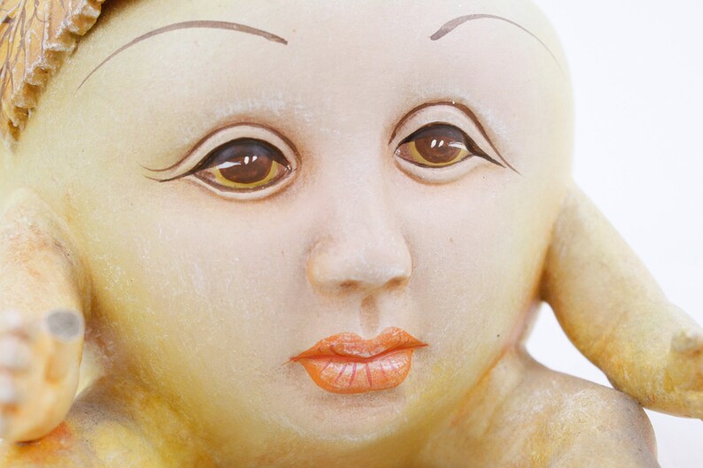 Vintage 'apple boy' surrealist sculpture by Ismael Franco, ceramic surreal art figure image 9