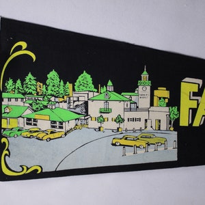 Vintage 27 NEON Hollywood Farmers Market pennant green yellow, vintage travel tourist souvenir image 3