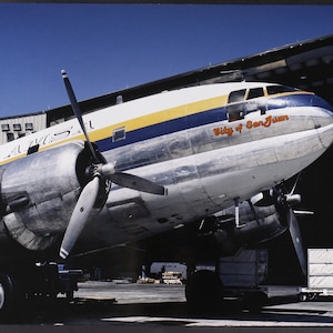 1980s AMSA airplane travel photo poster, vintage air travel photo enlargement, vintage plane airline advertisement
