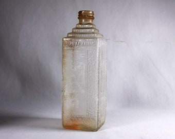 1933 embossed ESCO embalming fluid bottle, Canadian distinctive embalming collectible art deco glass, morbid mortuary funeral home