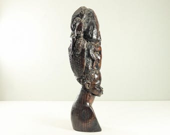 East-African Makonde Shetani or Ujamaa Carving, Family Tree Of Life Statue