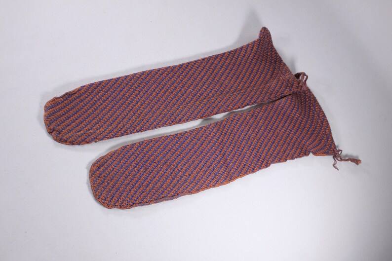 1939 New York Worlds Fair socks, Atomic Era Art Deco pair of socks in orange and blue image 6