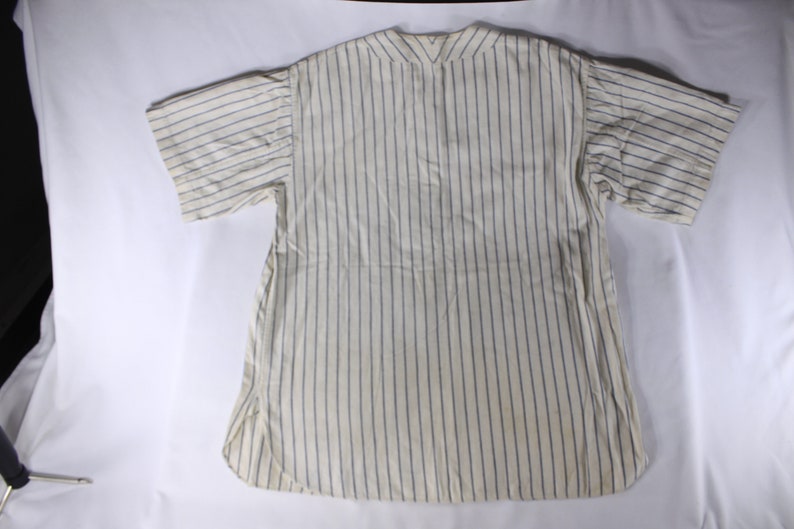 ca 1930s striped Baseball uniform and leather baseball, Sport collectible uniform, vintage sport equipment for TV movie prop or display image 4