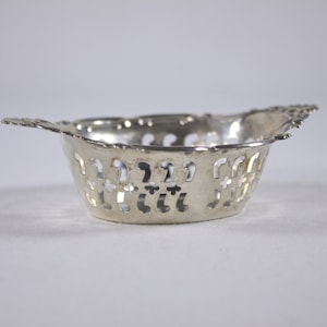 Small BIRKS pierced sterling silver dish, miniature ring dish, bonbon dish, sweets dish, pierced silver nut dish image 1