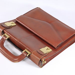 sac à main vintage en cuir italien MILANO châtaigne pour femmes, petit sac d'affaires, porte-monnaie pour avocat
