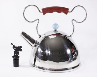 1993 Mickey Mouse Gourmet Collection by Michael Graves for Moller design stove top tea kettle + trivet
