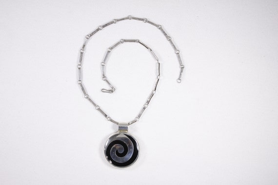 Vintage 1960s chunky spiral necklace, Mexico Ster… - image 9