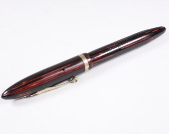 AS-IS 1936 Lady Sheaffer fountain pen carmine red stripe, Sheaffer Lifetime feather touch Plunger-fill pen