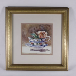 Vintage Marilyn Simandle framed teacup prints for Eatons, watercolour teacup painting prints image 5