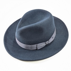 Bailey of Hollywood CURTIS Large 60 cm Navy Blue LiteFelt fedora made in USA, 100% wool classic mens travel hat