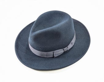Golden Gate Hate Co Vintage Fedora Blue Feather Wool 71/4  display picture 2