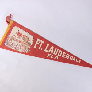 Vintage Fort Lauderdale Florida felt pennant, spring break souvenir pennant, dorm room decor flag image 1