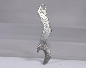 1920s Pitzls Famous Beer antique mermaid beer bottle opener, lady bather Souris Breweries Ltd Estevan Saskatoon