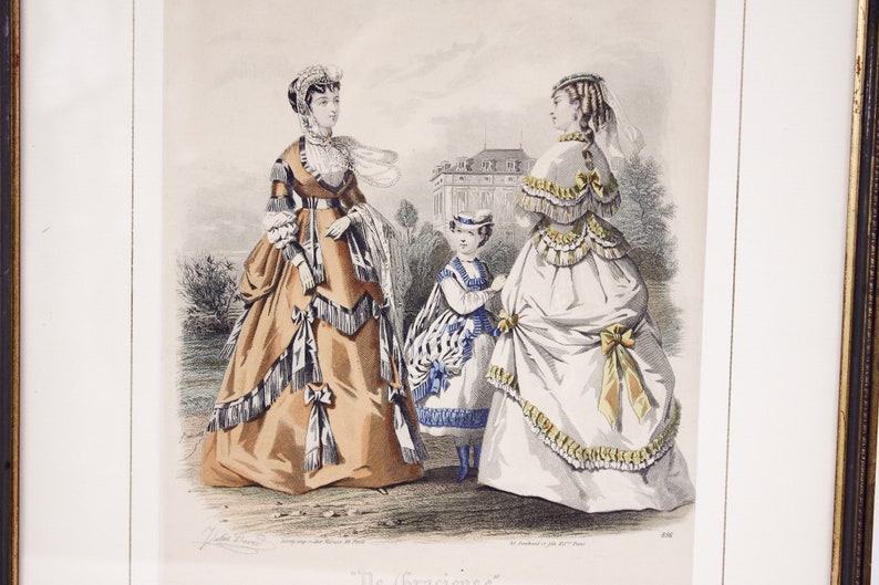 1900s Fashion Print De Gracieuse, Geillustreerde Aglaja no. 896 hand coloured engraving image 1