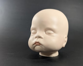 Vintage Creepy Sleeping Baby porcelain Doll head, old doll parts post mortem