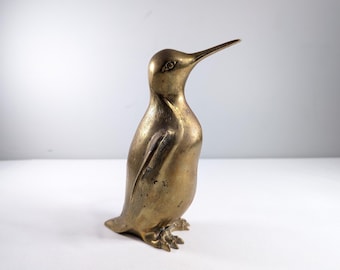Vintage Brass Penguin Figurine: MCM Home Decor, 8" Ornament