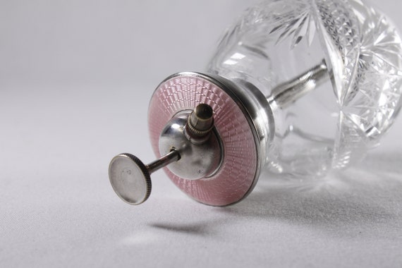Art Deco Pink guilloche perfume atomizer spray bo… - image 4