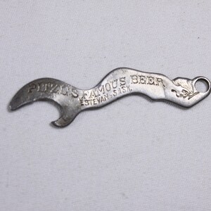 1920s Pitzls Famous Beer antique mermaid beer bottle opener, lady bather Souris Breweries Ltd Estevan Saskatoon image 4