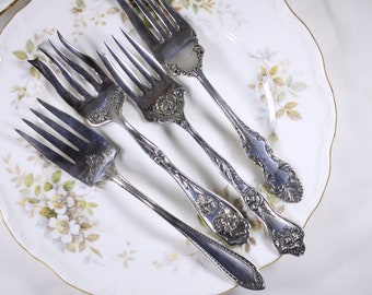 Antique W R Keystone CARNATION 1908 Cold Meat Serving Fork 8 1/4", R&B poppy pattern, community plate, The Colonial serving fork set of 4