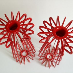 1990s Ikea Tradig Red Metal Wire Candlestick Holders Ehlen Johansson Scandinavian Design Pair image 4