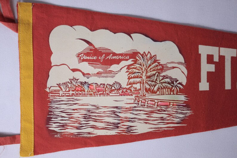 Vintage Fort Lauderdale Florida felt pennant, spring break souvenir pennant, dorm room decor flag image 5