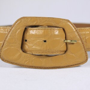1970s caramel brown leather belt 33 size Large, vintage Ceinture EMMANUEL belt patterned atomic 1970s ladies belt, genuine leather belt image 8