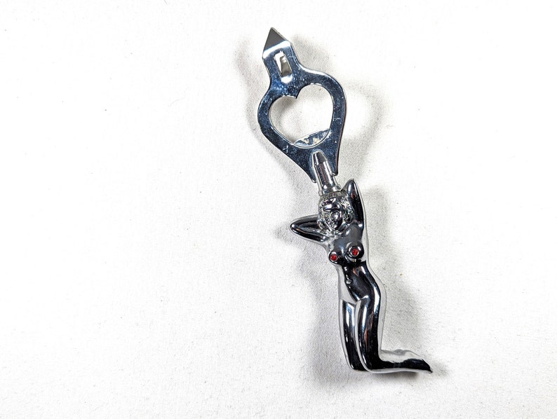 CHOOSE Nude girl / Naked Woman / Sexy pinup metal Bottle Opener, Vintage Erotik adult bar wares, female forms Cap Bottle Opener B. shiny silver