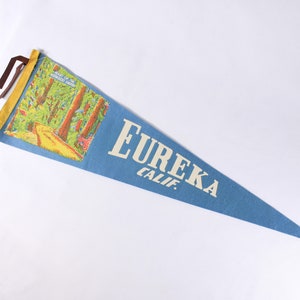 Vintage 26 NEON Eureka California felt pennant, redwood forest tourist souvenir, travel outdoor hiking souvenir image 2