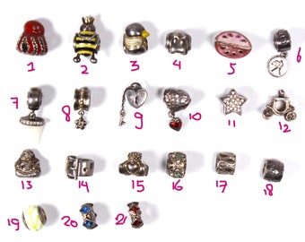 Vintage HALIA sterling charm (choose), round pandora style sterling silver enamel charms