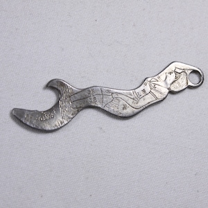 1920s Pitzls Famous Beer antique mermaid beer bottle opener, lady bather Souris Breweries Ltd Estevan Saskatoon image 5