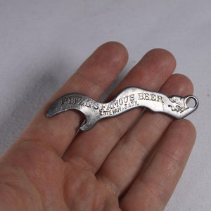 1920s Pitzls Famous Beer antique mermaid beer bottle opener, lady bather Souris Breweries Ltd Estevan Saskatoon image 2