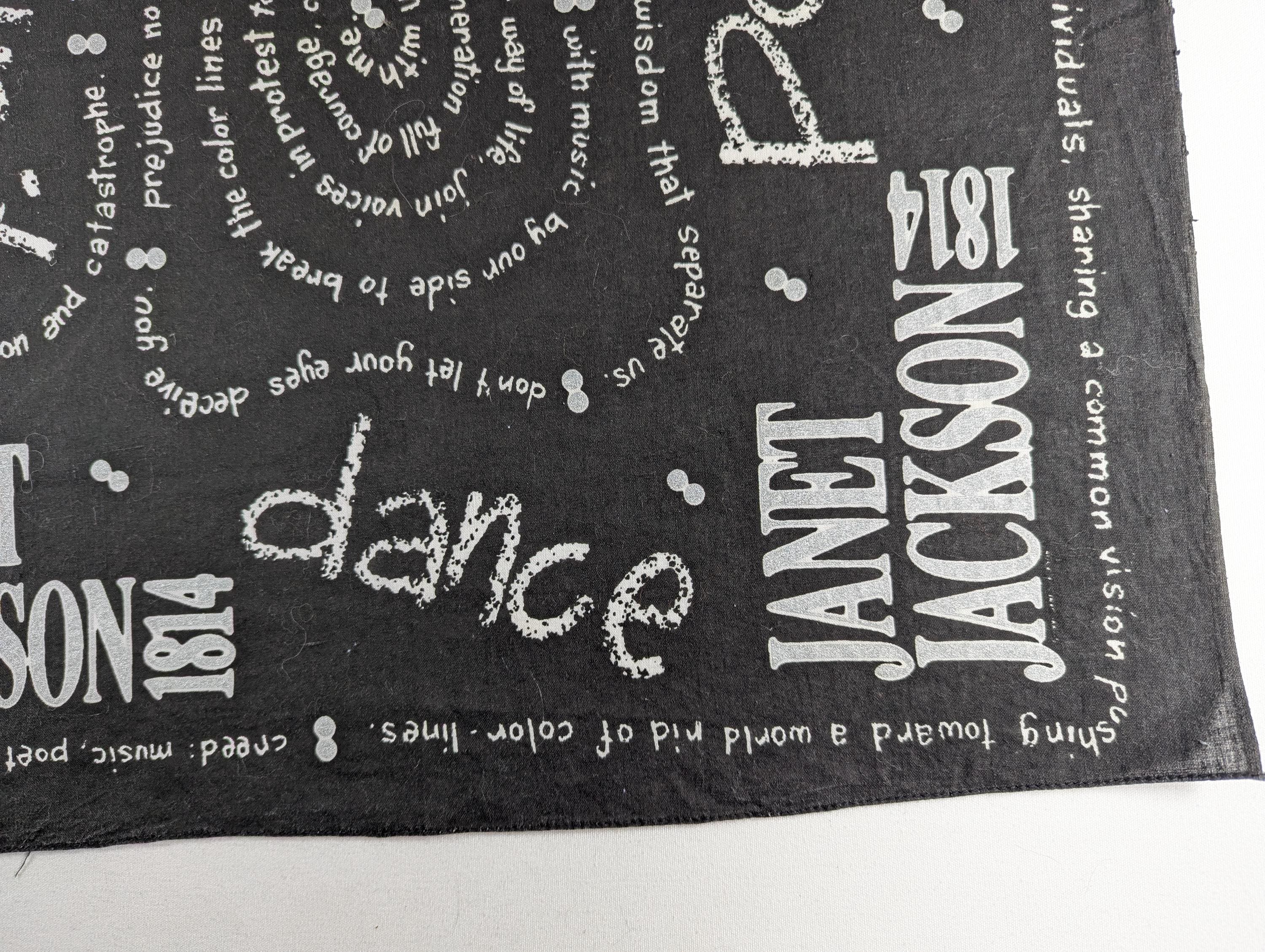 1989年 ジャネットジャクソン リズム・ネイション バンダナ スカーフ 希少ヴィンテージ 1989年 ジャネット・ジャクソン リズム・ネイション