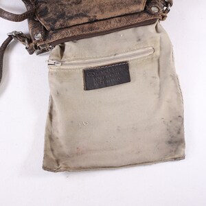 Vintage Distressed Brown Leather Crossbody Purse, Biker Rocker Festival ...