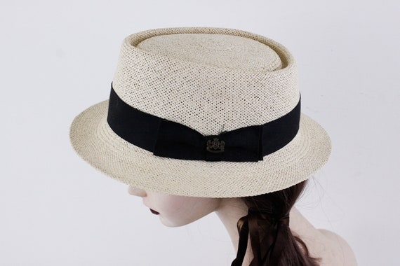 classic straw boater by biltmore size 61, mens sum