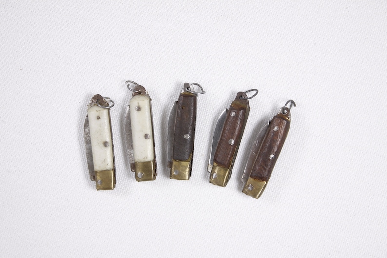 CHOOSE Antique quill knife 1, miniature pocket knife, micro pen knife, chatelaine keyring small folding knife image 1