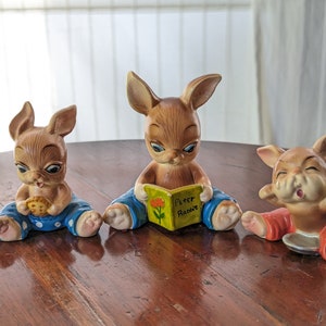 CHOOSE Vintage Josef Originals bunny figurine, bunny hutch series brown rabbit figurine, peter rabbit nursery decor image 6