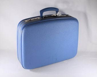 Vintage blue vanity suitcase