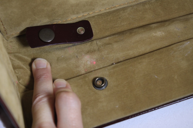 Vintage Pointer chestnut brown Patent Leather briefcase, luxury men's work laptop storage case, business briefcase image 10