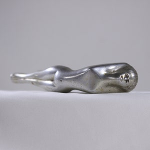 Original Art deco Nude bottle opener, elegant Bauhaus flying nymph adult aluminium hood ornament image 5