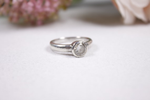 Vintage Sterling Silver CZ Solitaire Ring Minimalist Eco Friendly