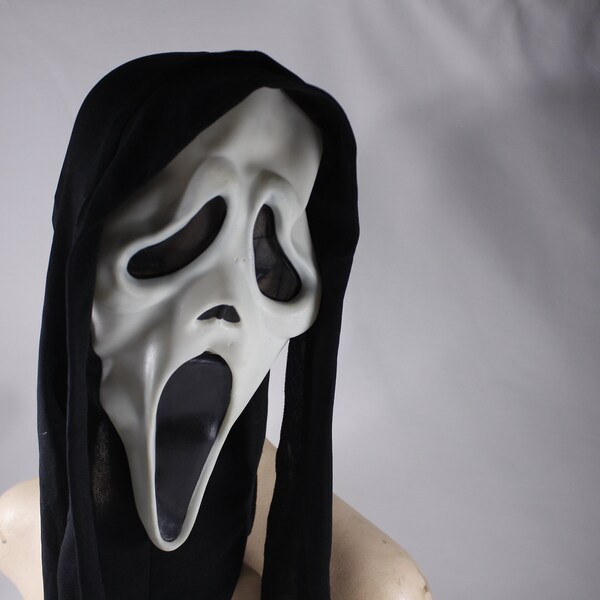 Vintage 1990s Scream Ghostface EU stamp Fun World Halloween mask, Easter Unlimited Inc Mask Stab Horror Movie Prop Collectible Cosplay